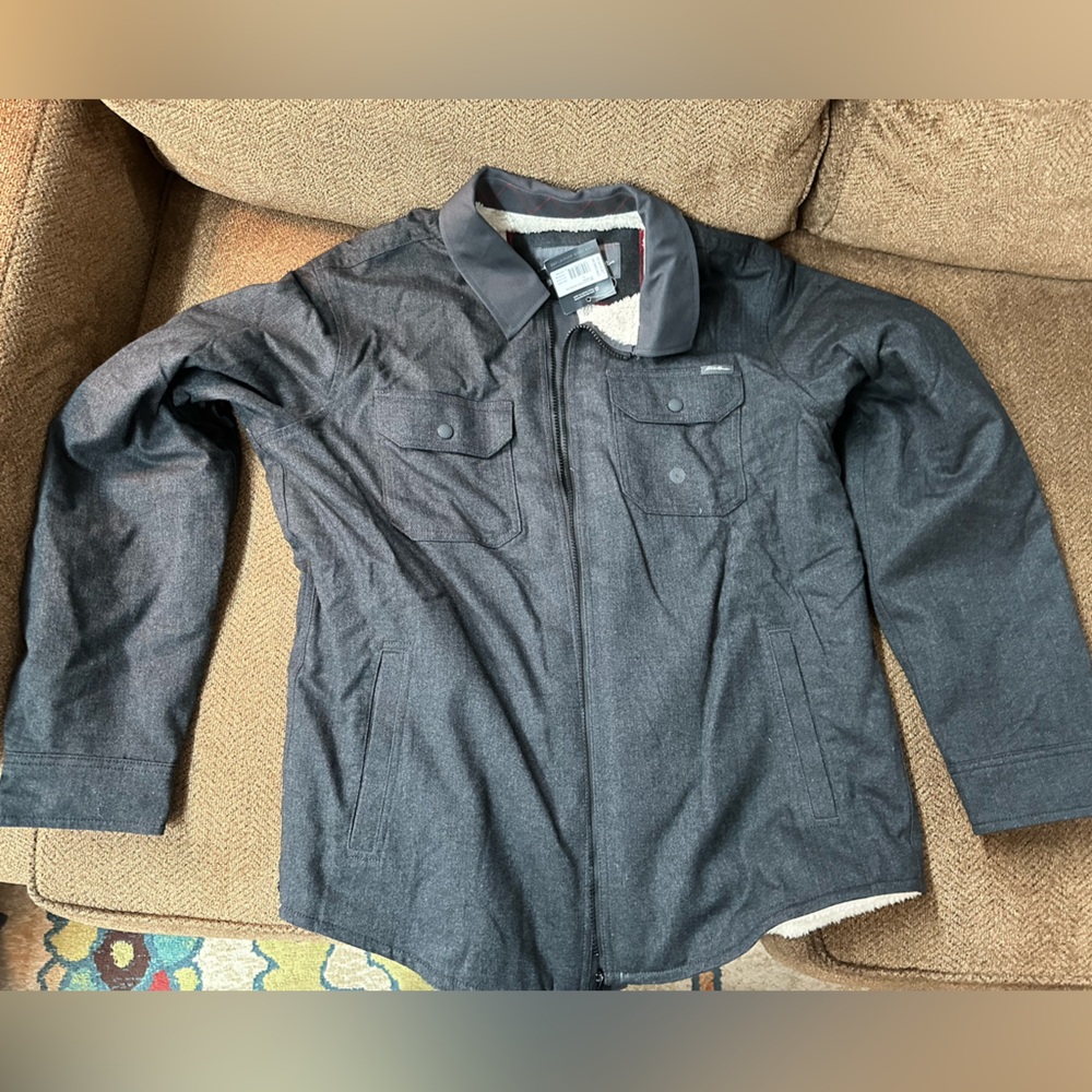 Men’s Size Large Faux Sheerling Lined Eddie Bauer Jacket NWT